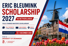 Eric Bleumink Scholarship 2027 in the Netherlands